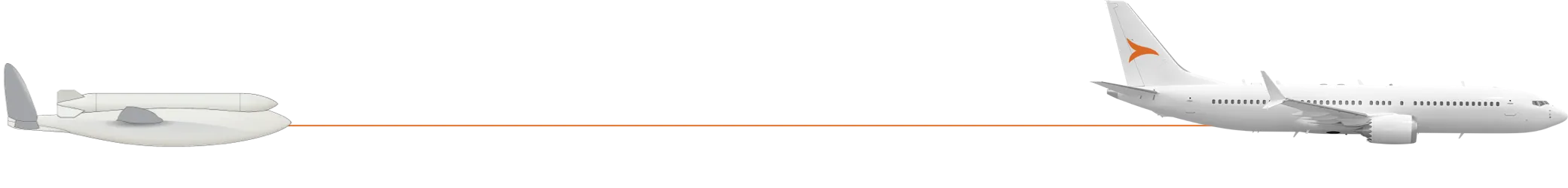 Diagram of the business jet, tow-line and Fenix glider carrying a launch vehicle